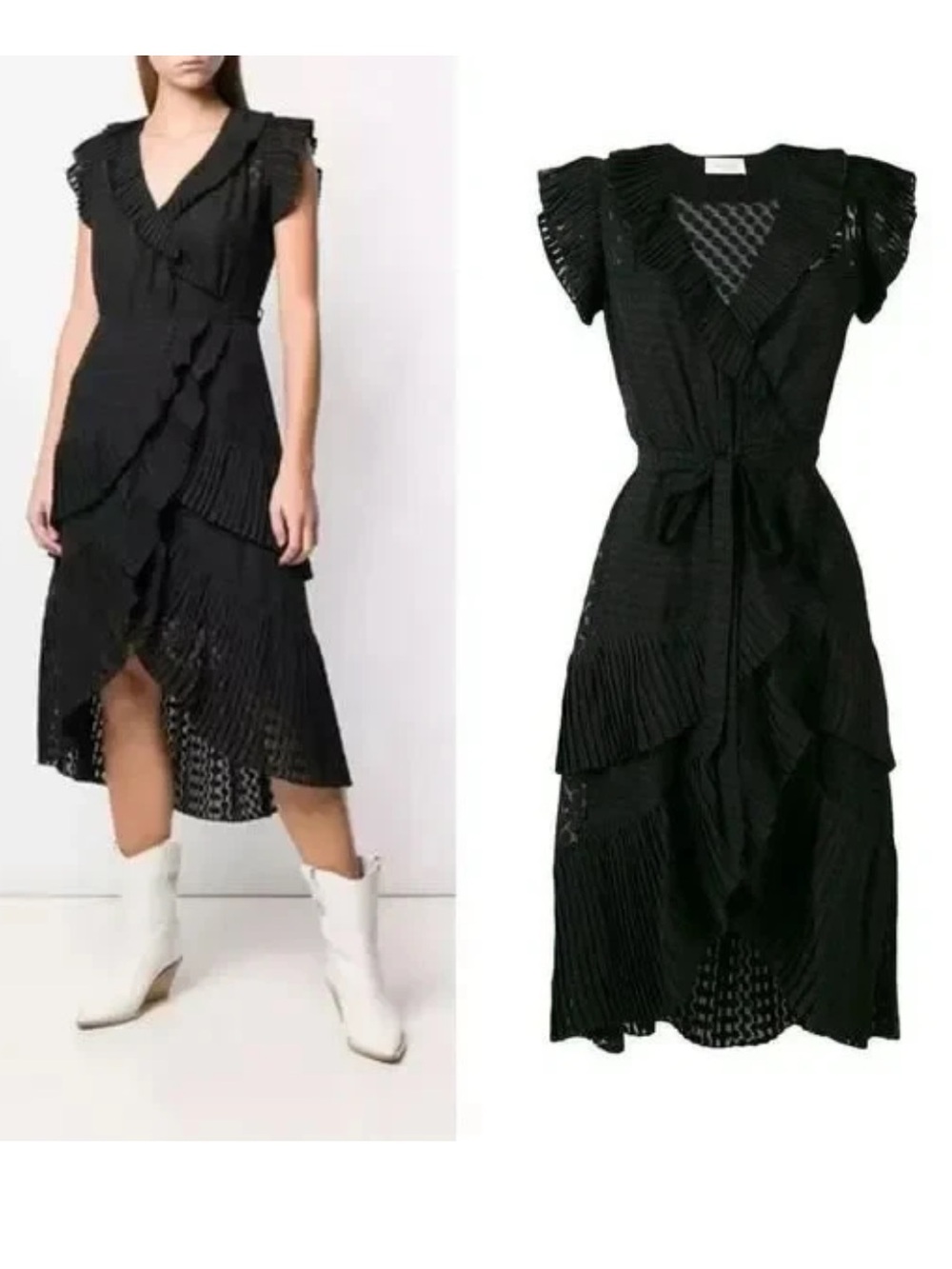 Zimmermann Black Asymmetrical Sundress with Flutter Cap Sleeves